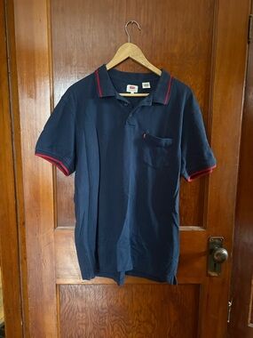 Levi's Navy Polo with Red Accent Trim